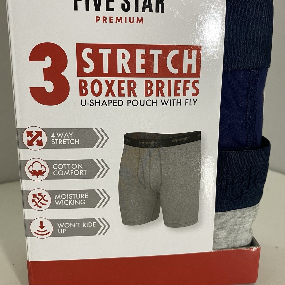 2 3Packs 6 Pair Cotton Stretch Boxer Briefs 2XL Comfort Won't Ride Up